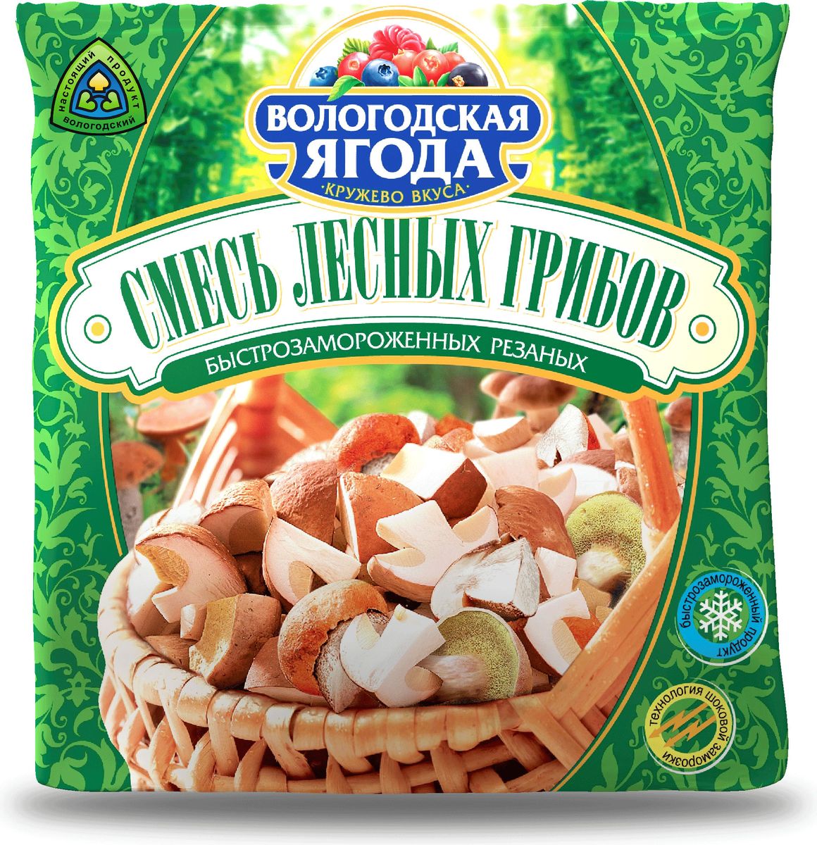 Кружево Вкуса Смесь лесных грибов резаных быстрозамороженных, 300 г