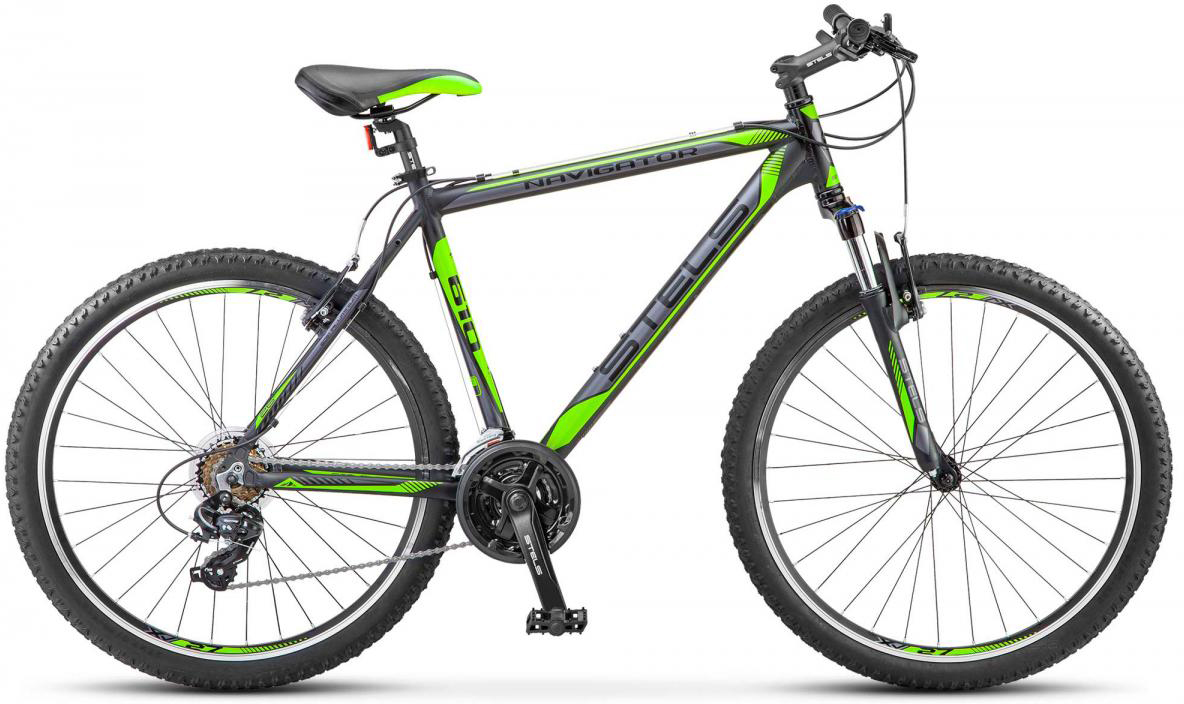 Велосипед 27,5 горный STELS Navigator 610 V (2018) количество скоростей 21 рама алюминий 19 черный/салатовый