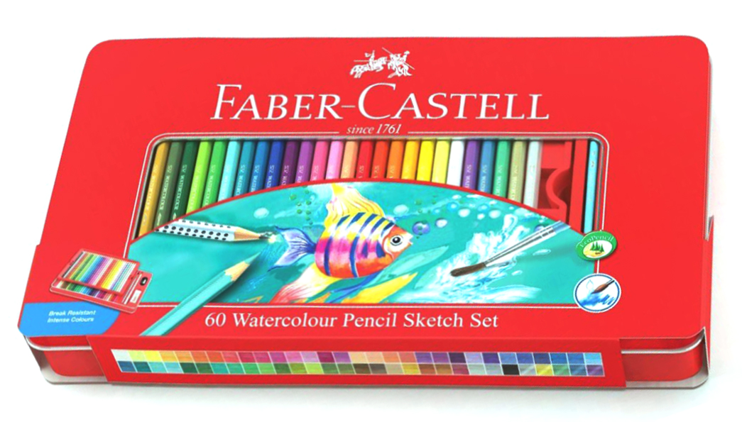 Faber-Castell Набор цветных акварельных карандашей Рыбки с кисточкой 60 цветов