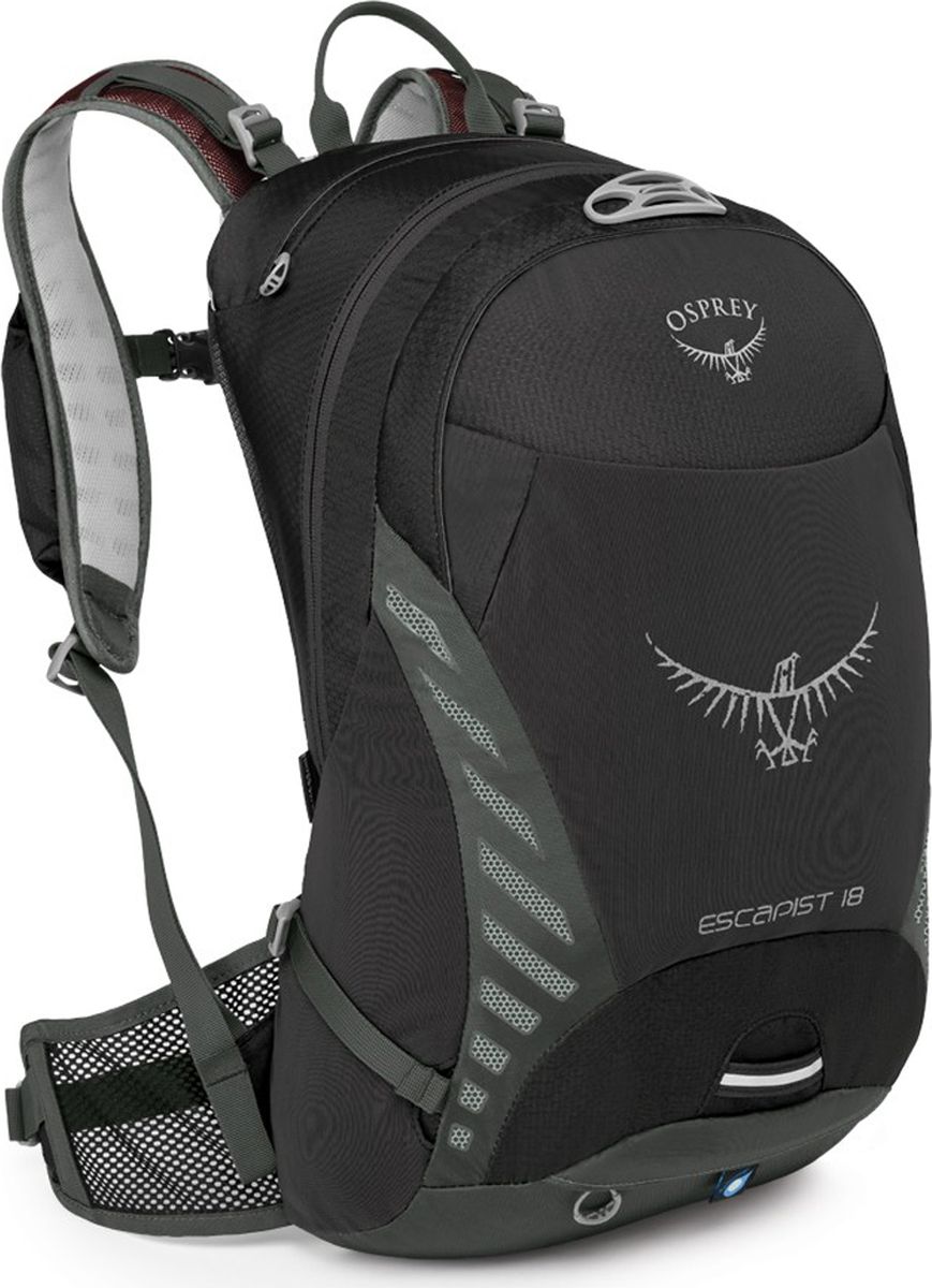 Рюкзак Osprey Escapist 18, цвет: черный, 18 л. Размер M/L1043166 Рюкзак Osprey Escapist 18, цвет: черный, 18 л. Размер M/L1043166Если после утомительного дня езды на велосипеде по лесным тропам, вы с радостью понимаете, что это еще не конец маршрута, то ваш выбор - Escapist 18. Универсальная серия Escapist вобрала в себя дух приключений. Будь то путешествие на расстояние более 100 миль или просто поездка на работу, вентилируемая конструкция спины AirScape обеспечивает поддержку и максимальный комфорт. Решили сегодня атаковать склоны? Во время стремительных спусков вы сможете оценить, насколько анатомично поясной ремень и лямки Biostretch облегают вашу спину. Мобильный телефон и солнцезащитные очки можно разместить в специальных защитных карманах - на лямках, чтобы они были под рукой, - или же в основном отделении. Во время езды на велосипеде важно поддерживать водный баланс, - специальный карман для трубки питьевой системы позволяет легко пополнить резервуар при необходимости. Путешествие предполагает несколько дней трекинга? Вам потребуется больше снаряжения. Эластичные карманы PowerMesh и стяжка InsideOut позволят надежно транспортировать вещи вне зависимости от ландшафта, по которому вы передвигаетесь. Во внутреннем органайзере удобно разместятся велоинструмент, запасные детали и насос. В ненастную погоду хорошо заметная яркая накидка от дождя защитит ваш рюкзак и содержимое от промокания. Светоотражающая графика и светодиодный фонарик, для которого в рюкзаке предусмотрено специальное крепление, сделают вас заметным в темное время суток. Максимальный размер: (см) 48 (длина) x 23 (ширина) x 28 (глубина) Вес: 0.79 кг Поясной ремень и лямки BioStretch Хорошо вентилируемая спина AirScape из пены с рифлеными каналами Грудная стяжка со свистком Эластичные боковые карманы из сетки со стяжкой InsideOut Фронтальная загрузка рюкзака на молнии Специальный защитный карман на молнии для солнцезащитных очков и электронных устройств Встроенная яркая накидка от дождя Светоотражающая графика Карман для питьевой системы полностью совместим с питьевыми системами Osprey Hydraulics Reservoir Доступ к основному отделению спереди рюкзака Карман на молнии на лямках Выход для трубки питьевой системы Передний карман на молнии Внутренний органайзер для велоинструмента и запасных деталей Крепление для светодиодного фонарика Верхний доступ на молнии