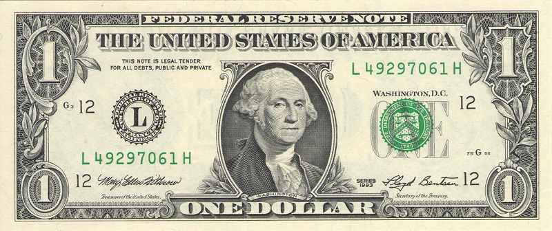 Банкнота номиналом 1 доллар. Сан-Франциско. США, 1993 год