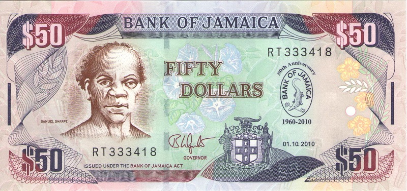 Банкнота номиналом 50 долларов. Ямайка, 2010 год
