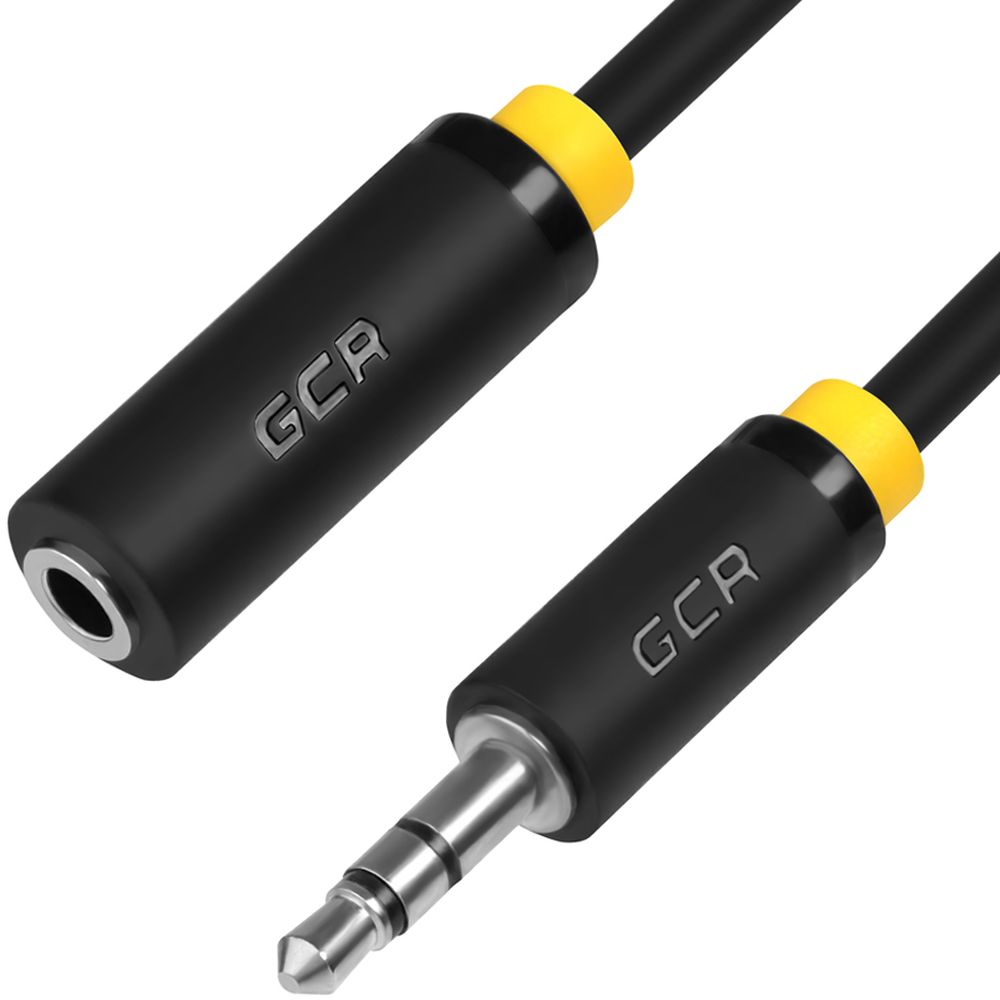 GCR GCR-STM0114, Black Yellow кабель-удлинитель Jack 3,5mm - Jack 3,5mm (0,25 м)