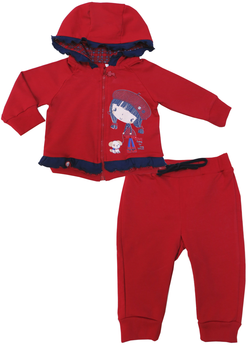 Спортивный костюм для девочек Soni Kids Путешествие в Лондон, цвет: красный. З6121013. Размер 80