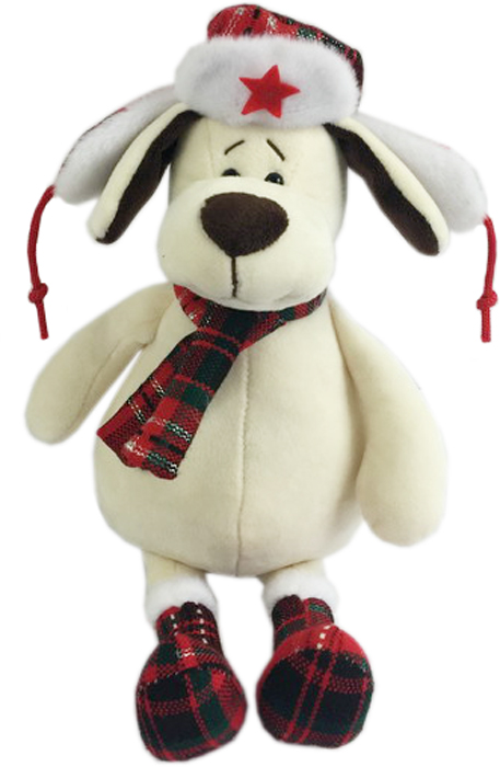 Teddy Мягкая игрушка Собака в ушанке с шарфом 18 см