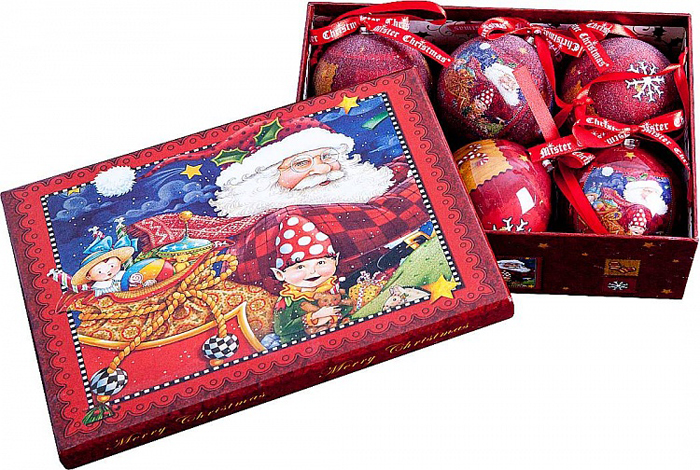 Набор новогодних подвесных украшений Mister Christmas Папье-маше, диаметр 7,5 см, 6 шт. PM-29-6PM-29-6 Набор новогодних подвесных украшений Mister Christmas Папье-маше, диаметр 7,5 см, 6 шт. PM-29-6PM-29-6