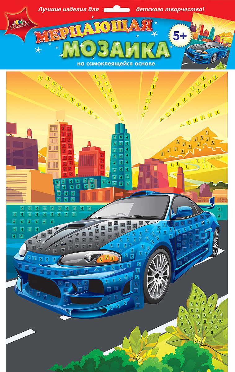 Апплика Набор для создания картины Мерцающая мозаика Спортивный автомобиль