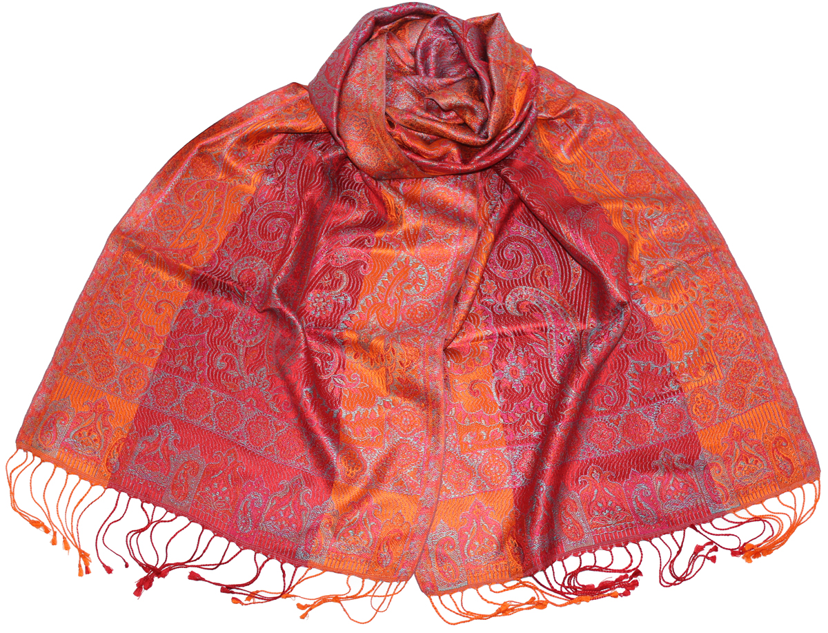 Шарф женский Ethnica, цвет: розовый, оранжевый. 081370а. Размер 50 см х 170 см