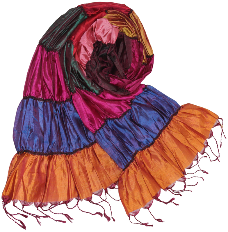Шарф женский Ethnica, цвет: фуксия, фиолетовый, оранжевый. 164225. Размер 50 см х 170 см