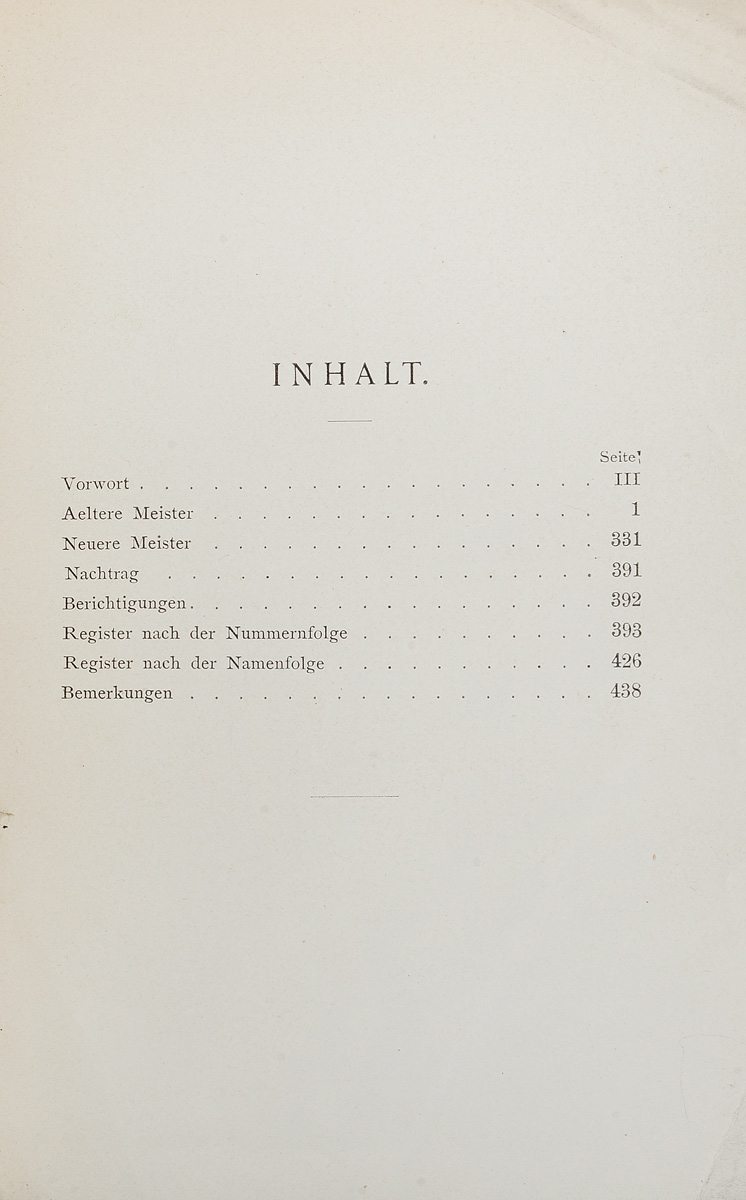 Katalog der Gemalde-Galerie