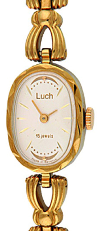 Часы наручные женские Луч, механические, цвет: слоновая кость, золотой. 95079594