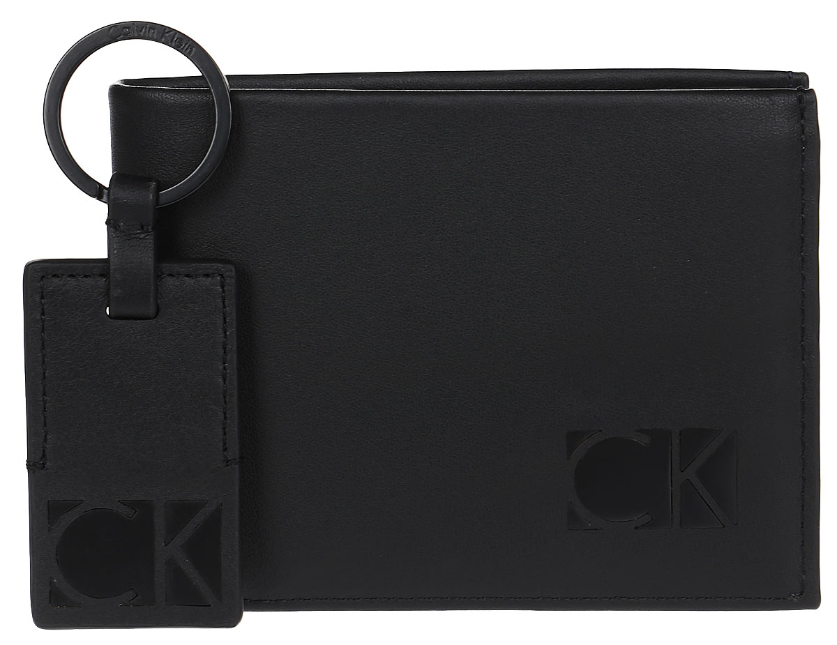 Подарочный набор мужской Calvin Klein Jeans: кошелек, ключница, цвет: черный. K50K503473/001