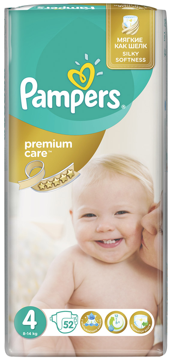 Pampers Premium Care Подгузники 8-14 кг (размер 4) 52 шт