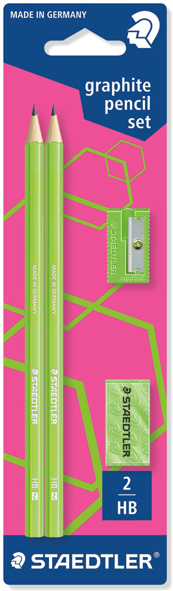Staedtler Набор чернографитных карандашей Wopex 2 шт с ластиком и точилкой цвет зеленый