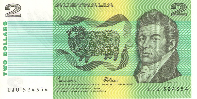 Банкнота номиналом 2 доллара. Австралия. 1974-1985 года