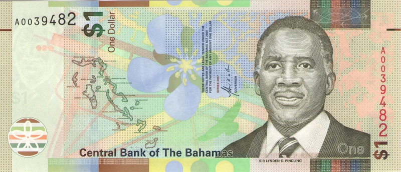 Банкнота номиналом 1 доллар. Багамские о-ва. 2017 год