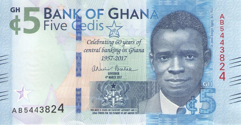 Банкнота номиналом 5 седи. Гана. 2017 год