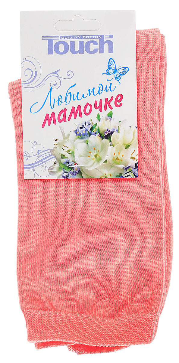 Носки-открытка женские Touch Gold Маме, цвет: коралловый. 200. Размер 23/25