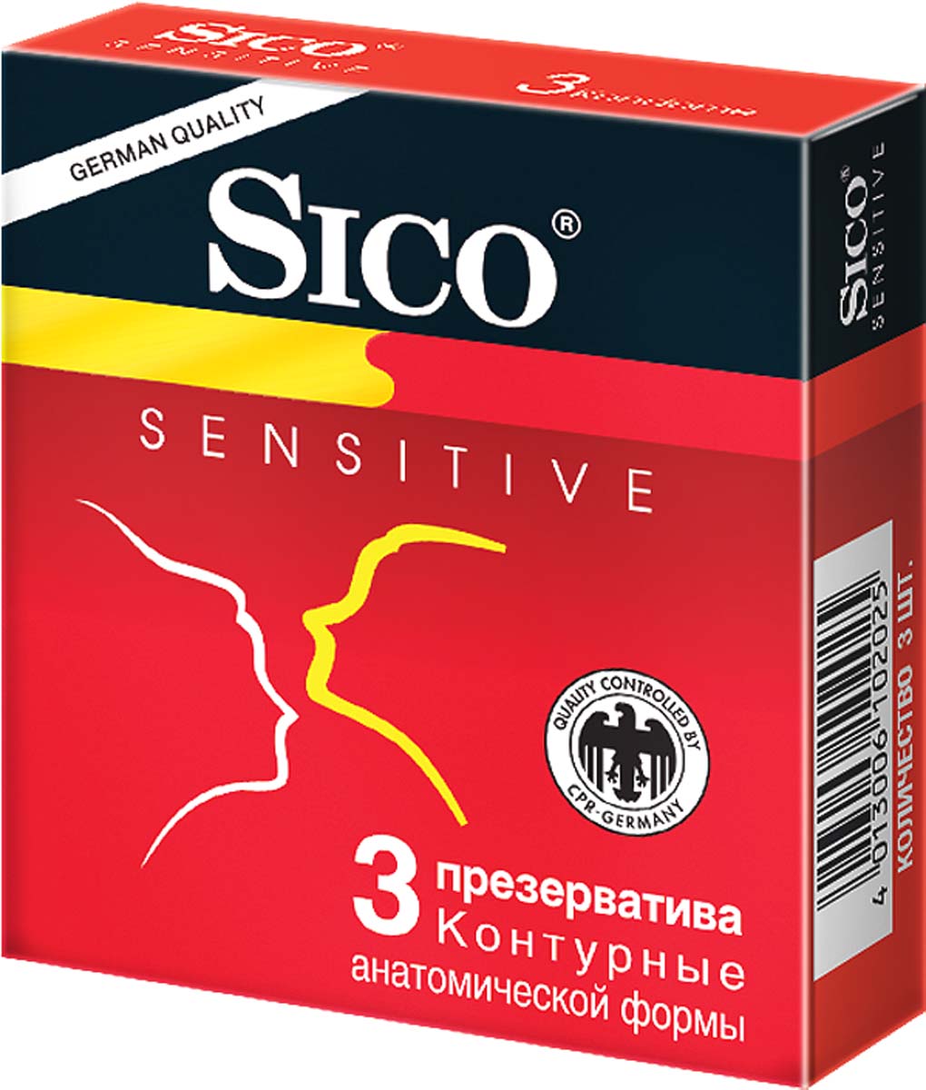 SICO Презервативы Sensitive, контурные, анатомической формы, 3 шт