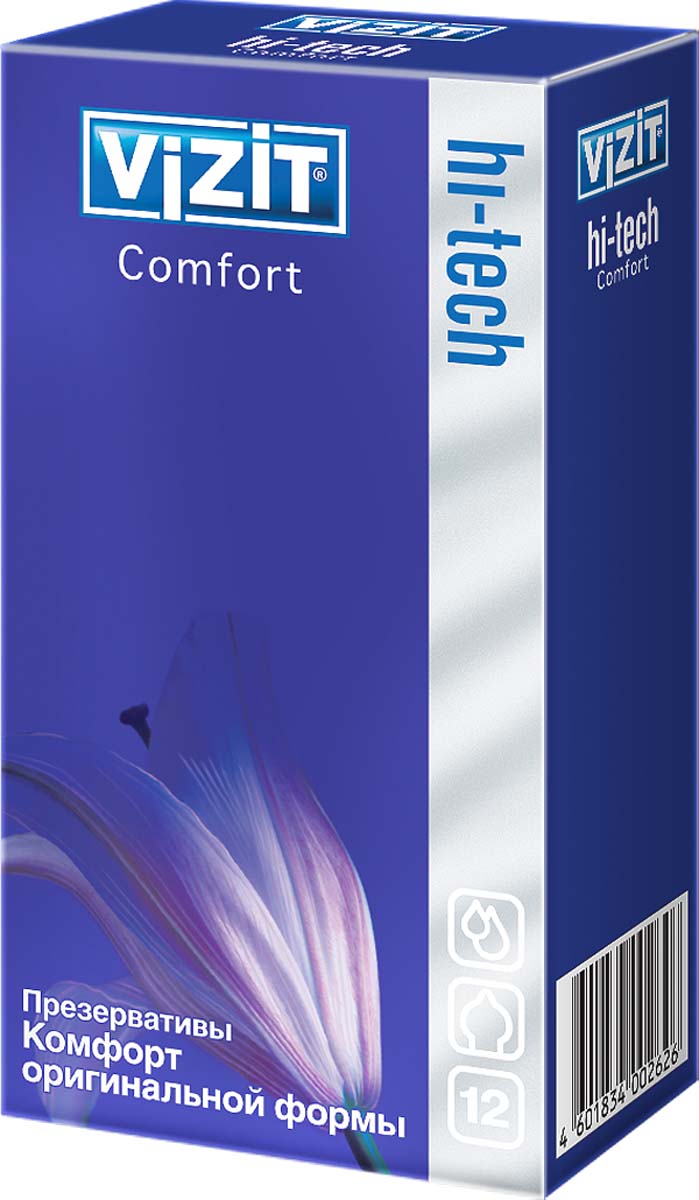 VIZIT Презервативы HI-TECH Comfort, оригинальной формы, 12 шт VIZIT Презервативы HI-TECH Comfort, оригинальной формы, 12 шт