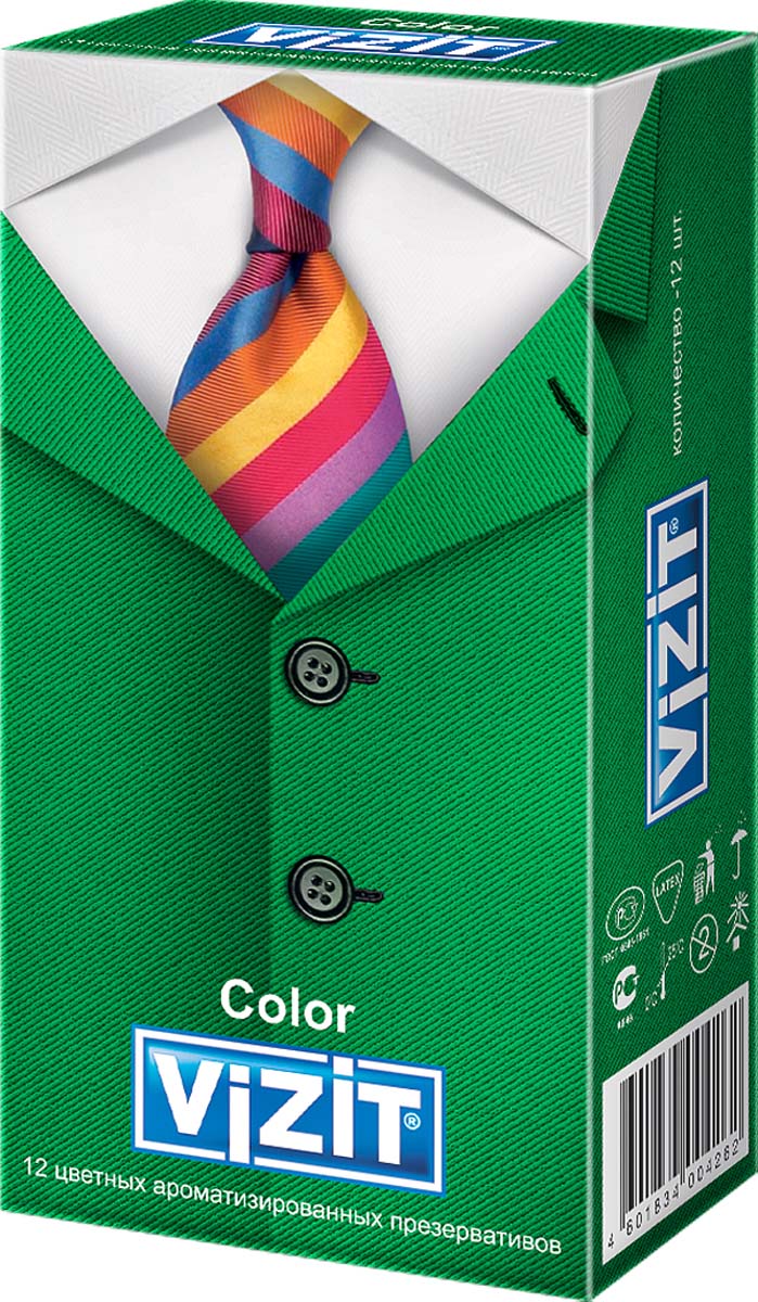 VIZIT Презервативы Color, цветные ароматизированные, 12 шт