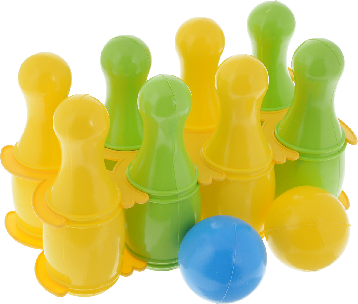 Zebratoys Кегли малые с шарами цвет салатовый желтый 10 предметов