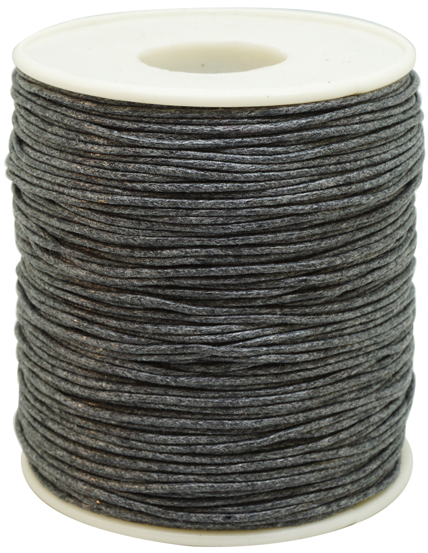 Шнур вощеный, на катушке, цвет: темно-серый, 1 мм x 100 м