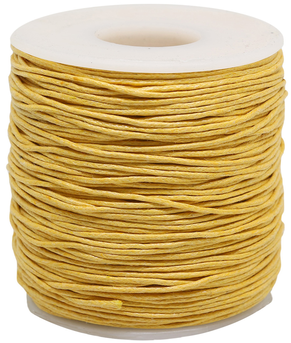 Шнур вощеный, на катушке, цвет: желтый, 1 мм x 100 м