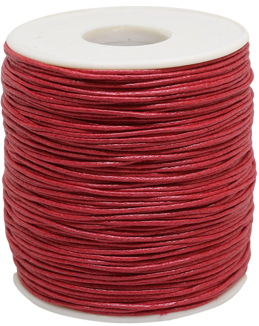 Шнур вощеный, на катушке, цвет: красный, 1 мм x 100 м