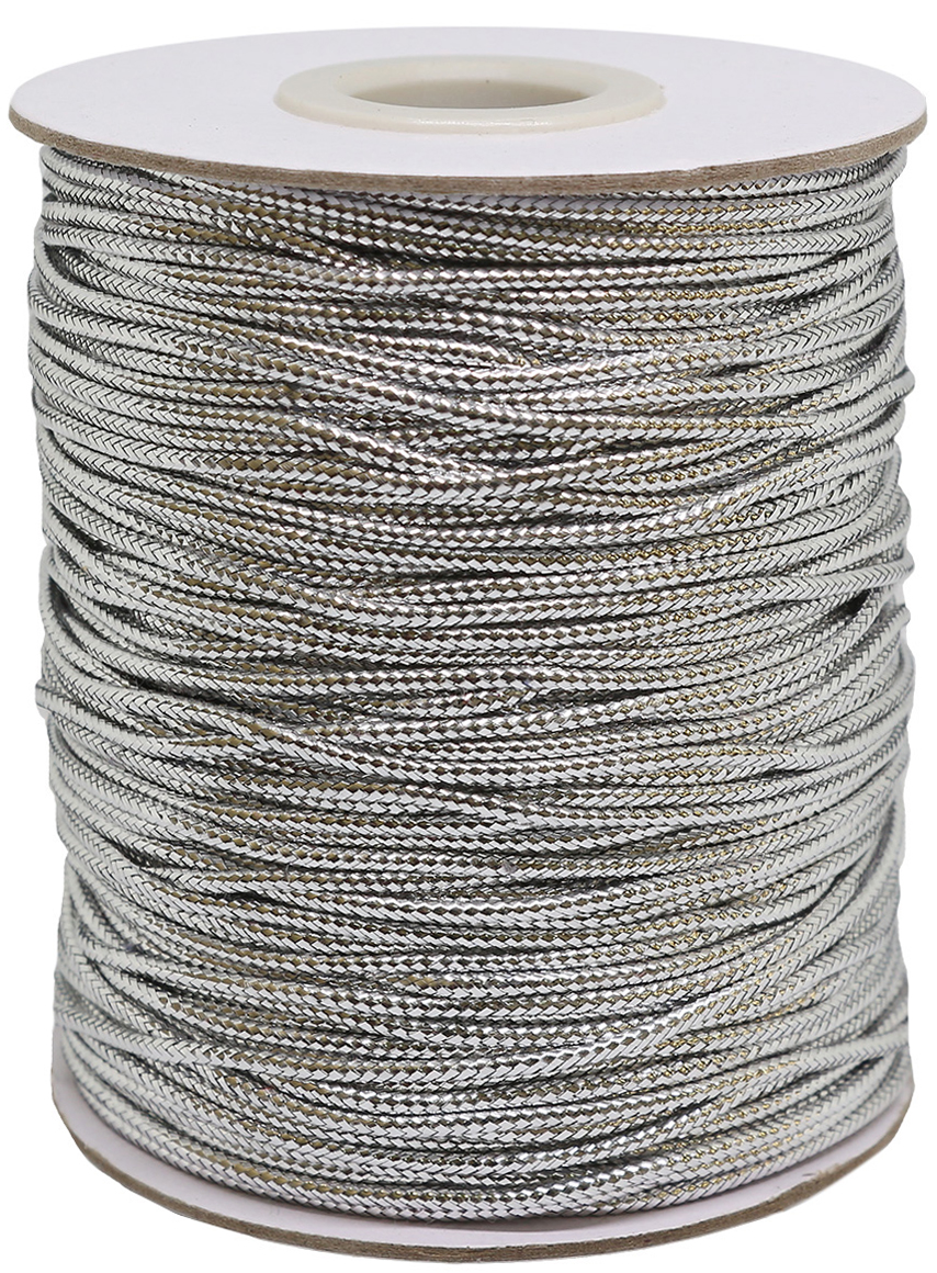 Шнур для рукоделия, с люрексом, цвет: серебро, 1,5 мм x 100 м