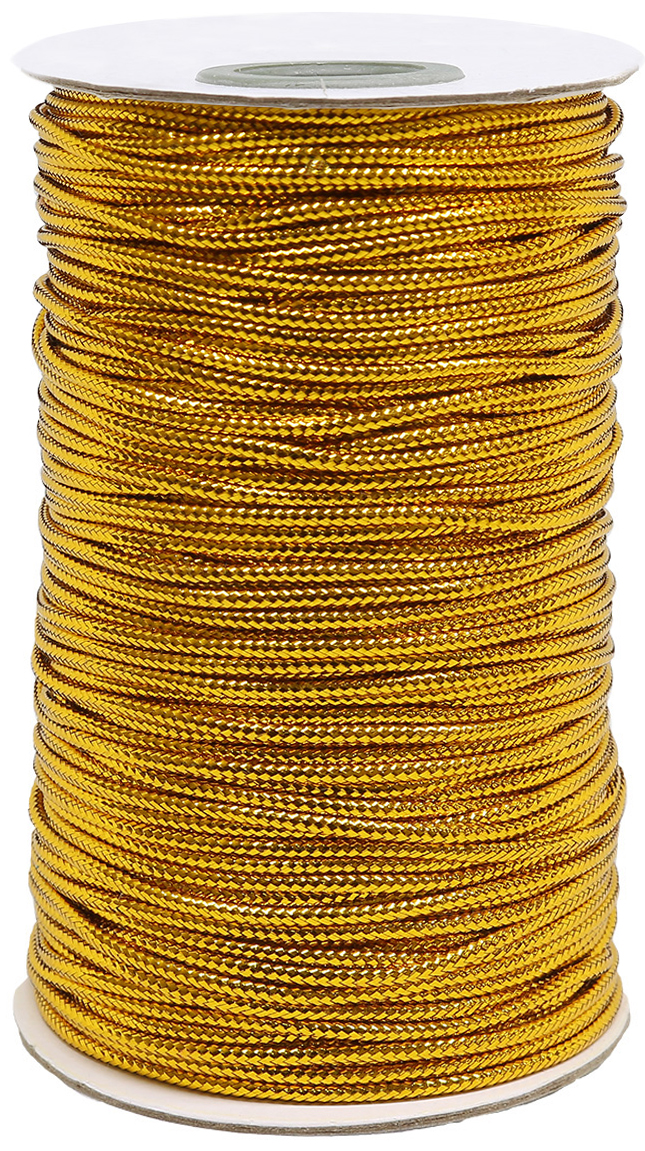 Шнур для рукоделия, с люрексом, цвет: золото, 2 мм x 100 м