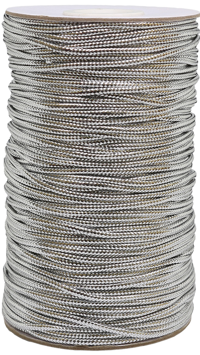Шнур для рукоделия, с люрексом, цвет: серебро, 2 мм x 100 м
