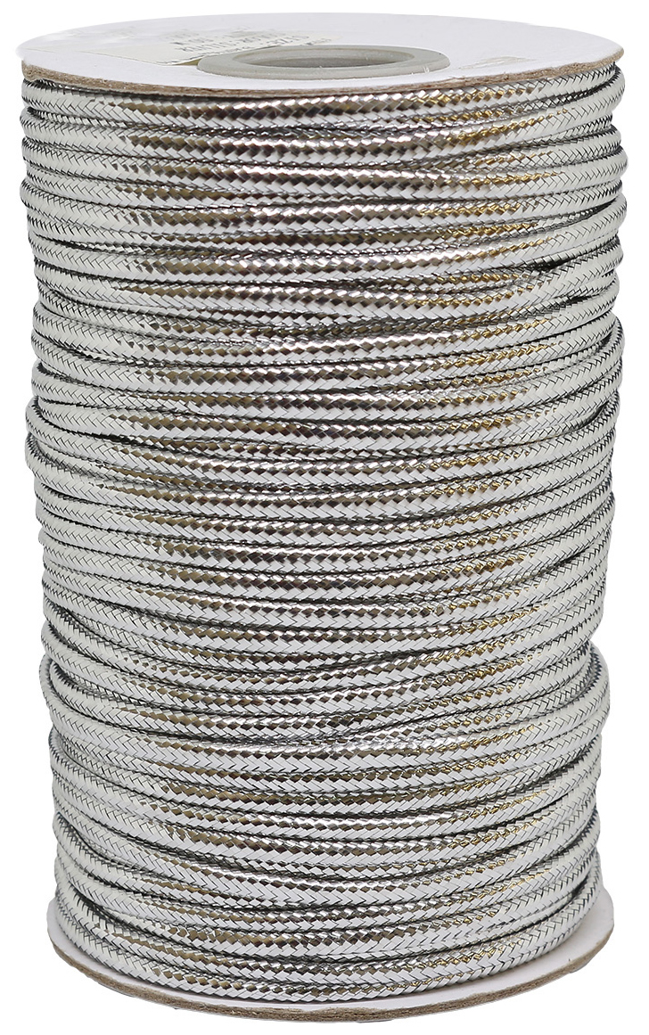 Шнур для рукоделия, с люрексом, цвет: серебро, 3 мм x 50 м