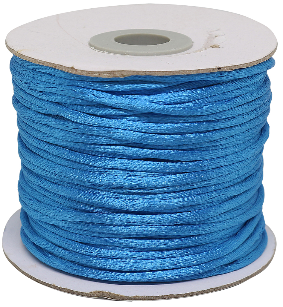 Шнур атласный, для воздушных петель, цвет: темно-голубой, 2 мм x 45,7 м