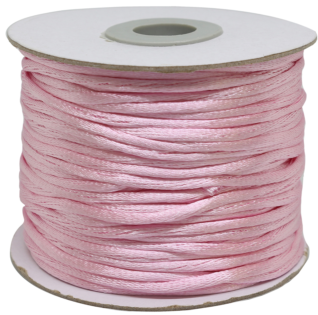 Шнур атласный, для воздушных петель, цвет: розовый, 2 мм x 45,7 м