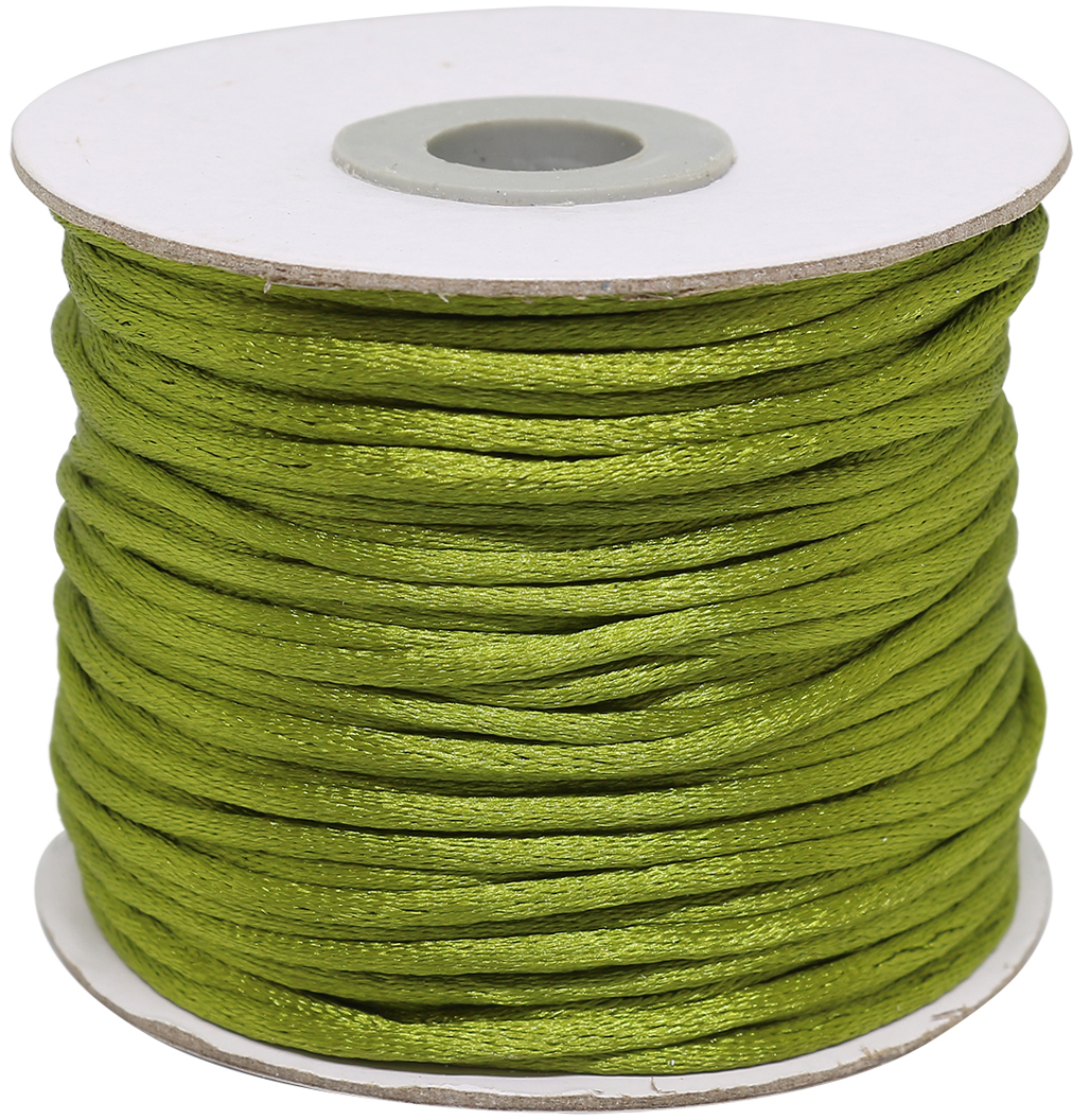 Шнур атласный, для воздушных петель, цвет: зеленый, 2 мм x 45,7 м