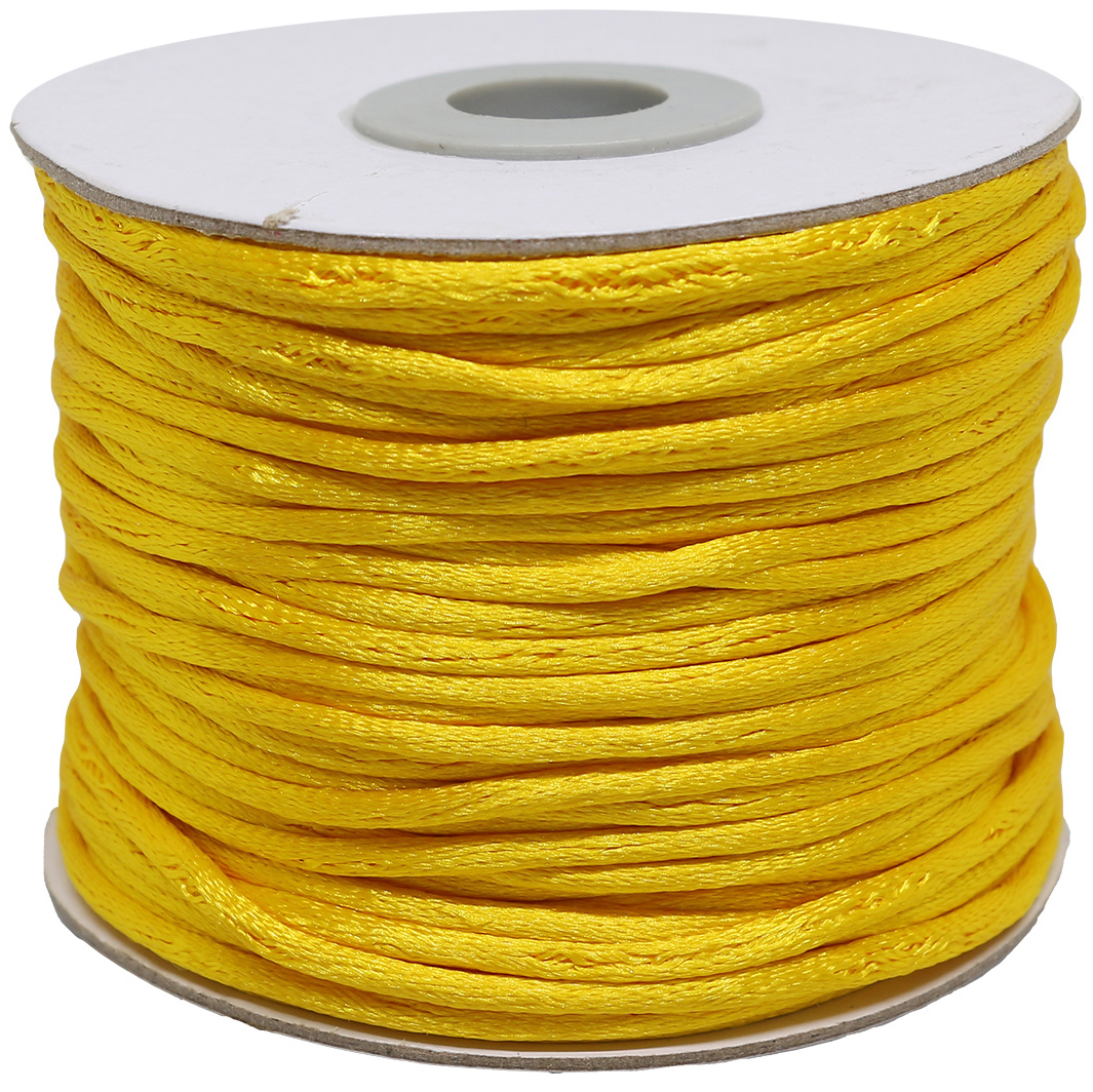 Шнур атласный, для воздушных петель, цвет: желтый, 2 мм x 45,7 м