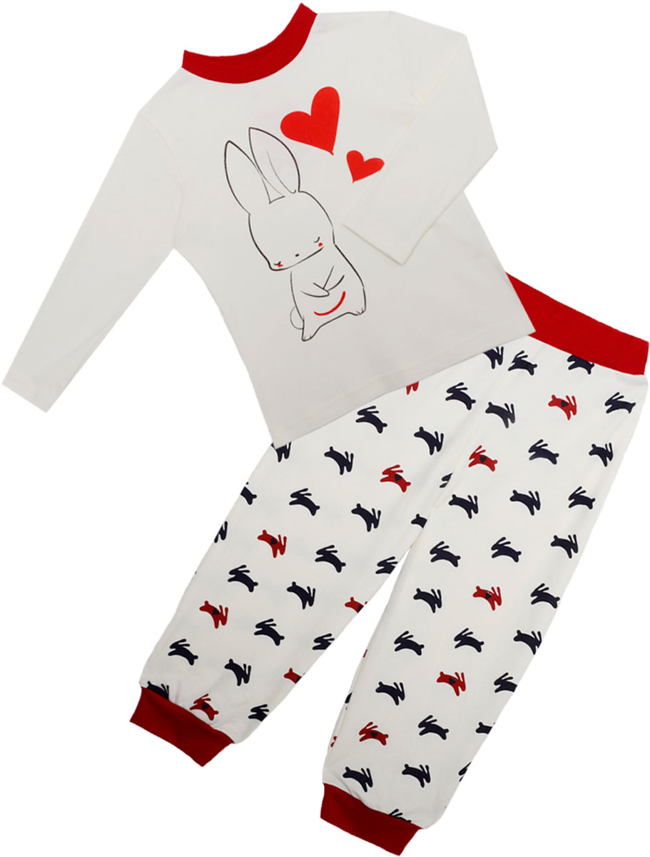 Пижама для девочки КотМарКот, цвет: молочный. 16528. Размер 134