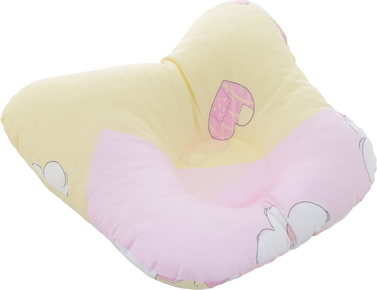 Сонный гномик Подушка анатомическая для младенцев цвет желтый розовый 27 х 27 см