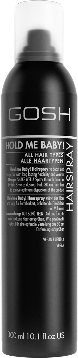Gosh Лак для укладки волос Hold Me Baby! сильной фиксации, 300 мл средства для ухода и укладки волос heishui