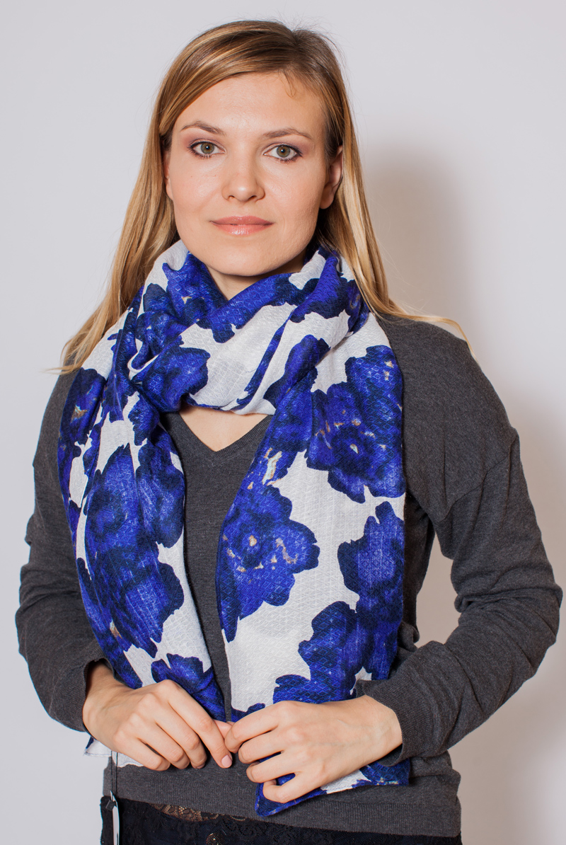 Палантин женский Laura Milano, цвет: синий. KL-21701-43. Размер 90 х 180 см