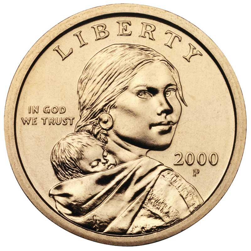 Монета номиналом 1 доллар 2000 США Сакагавея, двор P