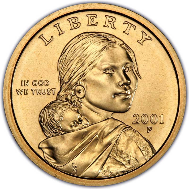 Монета номиналом 1 доллар 2001 США Сакагавея, двор P