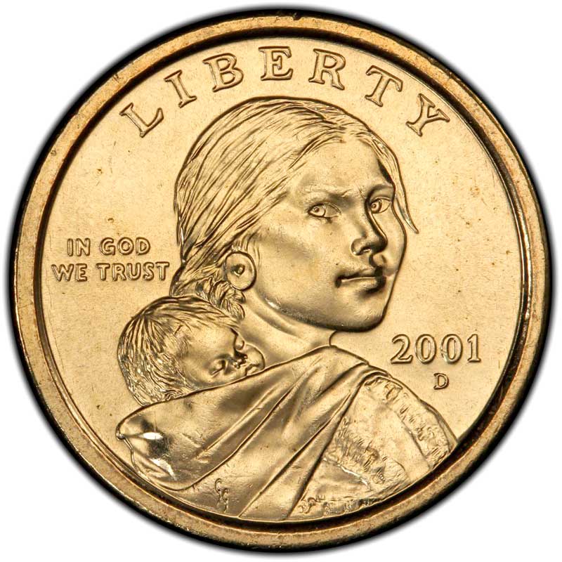 Монета номиналом 1 доллар 2001 США Сакагавея, двор D