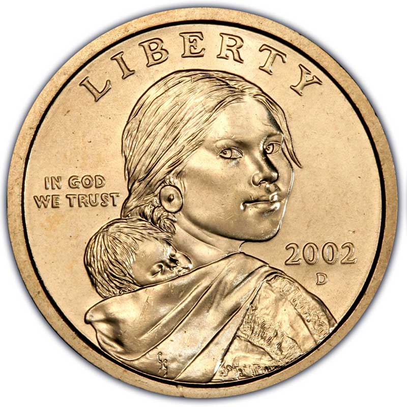Монета номиналом 1 доллар 2002 США Сакагавея, двор D