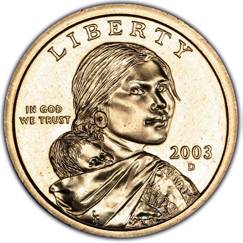 Монета номиналом 1 доллар 2003 США Сакагавея, двор D