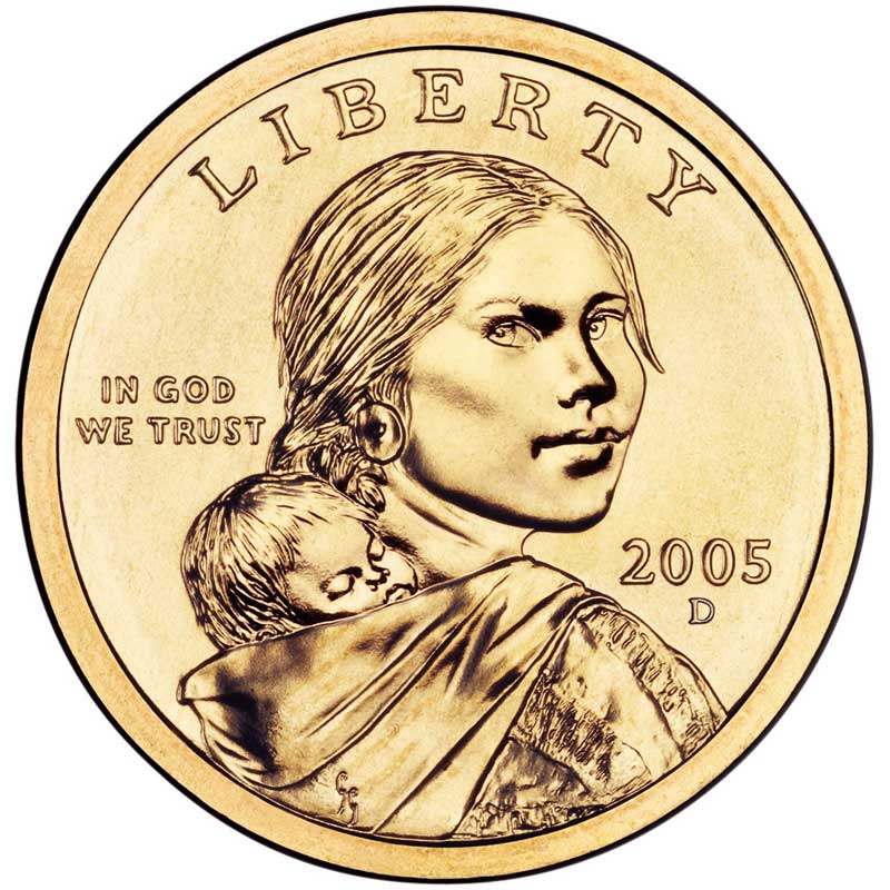 Монета номиналом 1 доллар 2005 США Сакагавея, двор D