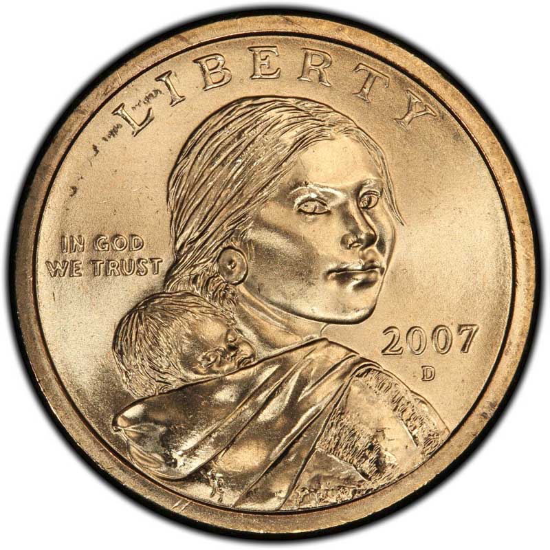 Монета номиналом 1 доллар 2007 США Сакагавея, двор D