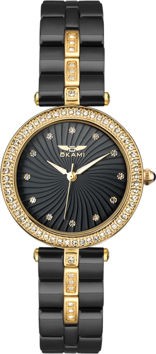 Часы наручные женские Okami, цвет: черный, золотой. K342AGB-01BC