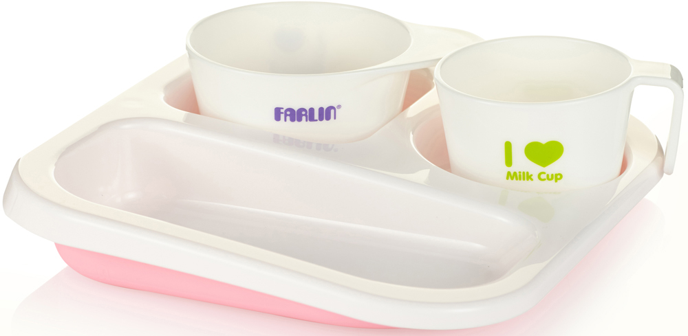 Farlin Набор посуды для кормления цвет розовый 3 предмета
